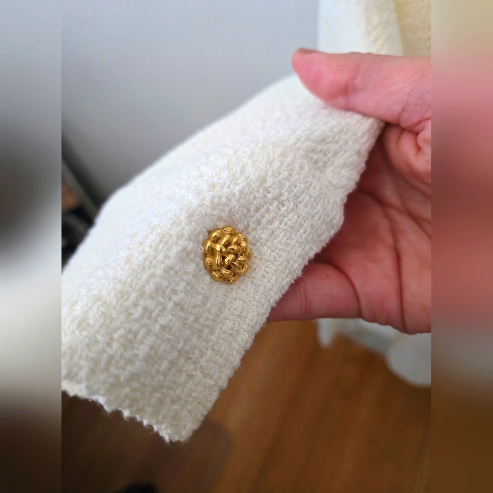 Zara White Tweed Sweater Long sleeve Dress - Picture 6 of 7